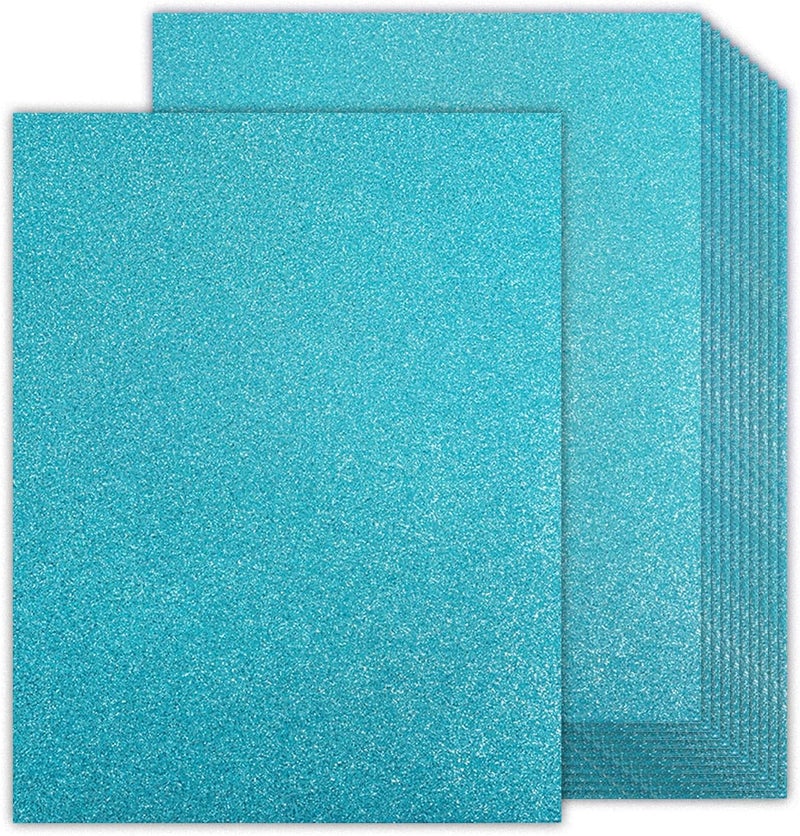 Goefun Blue Glitter Cardstock 8.5x11 Double-Sided 24 Sheets, Light Blue No-Shed Glitter Paper 280GSM/100lb Heavy Card Stock for Gift Wrapping, Birthday, Anniversary, Holiday, Greeting Cards - Image 1